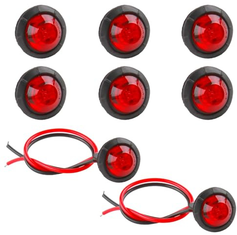 Vidacharmy 10 Stück 12V Runde Umriss LED Vorne Hinten Seitenblinker Bullet Marker Light, 3/4 Auto Runde LED Seitenleuchten 1,9cm Seitenmarkierungsleuchten, für LKW Wohnmobil Wohnwagen (Rot)