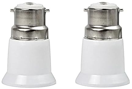 Yjemle 2 Pcs Light Bulb Lamp Holder Socket Converter, B22 to E27, Bayonet to Screw Edison, BC to ES Adapter, LED, Incandescent, CFL Bulbs