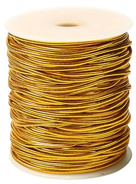Rdxanc Cordoncino elastico metallico intrecciato per perline, filo elastico dorato per artigianato, avvolgimenti e decorazioni