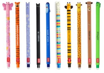 10er Set Gel-Radierstifte, Erasable Pen, Stifte mit radierbarer Tinte, Gelschreiber Radierbar ohne Blatt zu verbrauchen, 0,7 mm Spitze, verschiedene Tintenfarben und Tiermotive