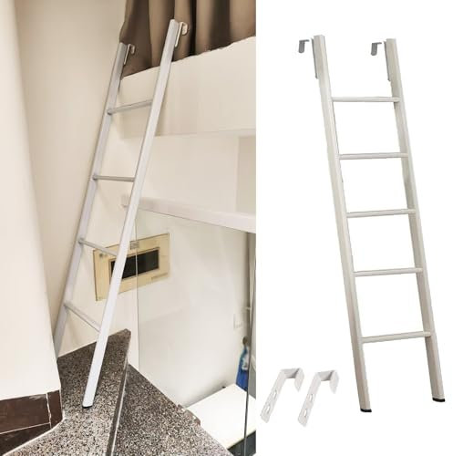 Échelle de lit superposé en métal de rechange avec design de montée courte pour camping-car, caravane, remorques de voyage, blanc (150 cm)