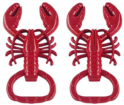 Lot de 2 décapsuleurs en forme de homard – Décapsuleur créatif pour la cuisine, le bar, le pique-nique, le barbecue ou une fête – Décapsuleur fantaisie en métal durable, cadeau amusant pour les