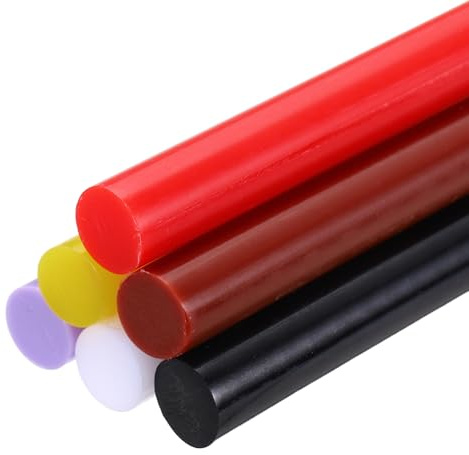 sourcing map 6pcs Full Size Hot Glue Sticks for Glue Gun 8-inch x 0.43-inch, 11 x 200mm 6 Colors Black, White, Bright Red, Brown, Purple, Yellow