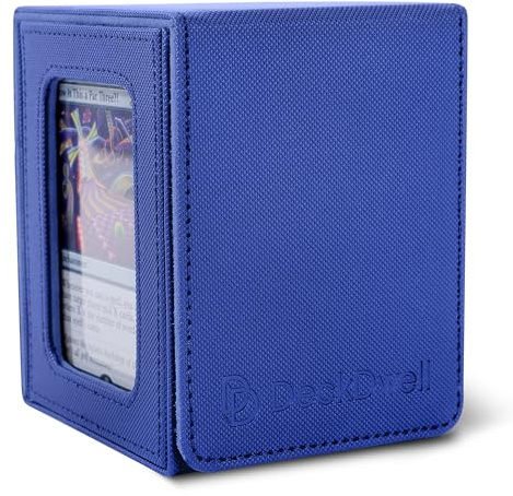 Commander Deck Box with Window Fits 100 Double Sleeved Cards, One‑Piece Design, 4 N52 Magnets, PU Leather & Microfiber Lining,Deck Box MTG with 2 Dividers