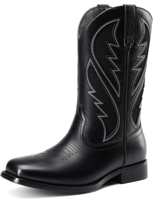 Bruno Marc hållbara cowboy klassiska slip-on västerländska stövlar med eleganta broderade hållbara korta fashionabla västerländska stövlar