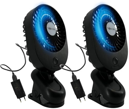 TronicXL 2 Stück Ventilator mit Clip Klipp Klemmefür Steckdose 230V Klemmventilator I Clipventilator