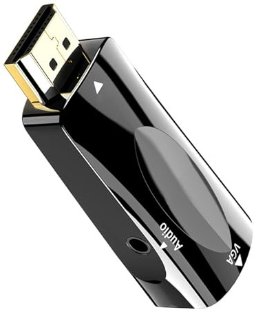 Montesy Adaptador compacto de HDTV a VGA con cable de 3,5 mm para proyectores Chromebooks y pantallas, mejora el rendimiento de las señales, HDMI macho a VGA hembra
