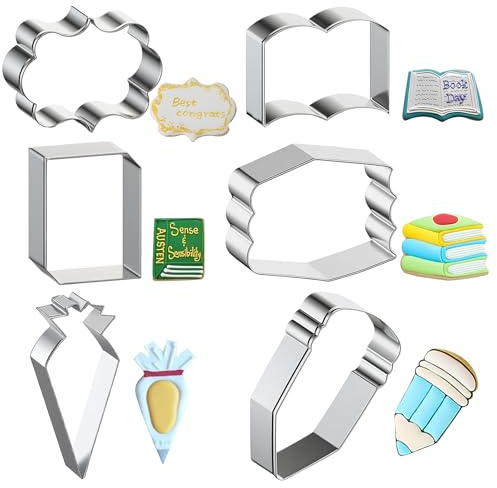 YceLon 6 Schultüte Ausstecher Edelstahl Backformen Set mit Mehreren Größen & Formen – Backform Schultüte Groß, Ausstechform Schultüte für Einschulung, Schuleinführung
