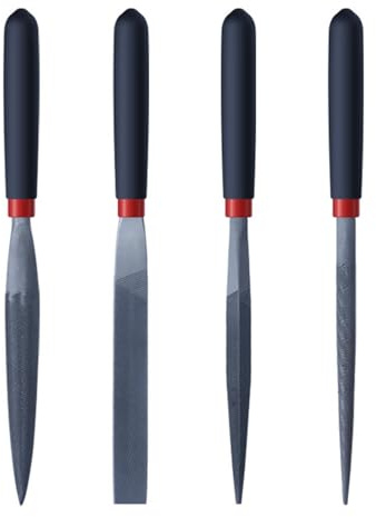 Set di 4 lime in acciaio con manico ergonomico per metallo, legno e pietra, forme piatte/rotonde/quadrate/triangolari, lime per modellare il metallo