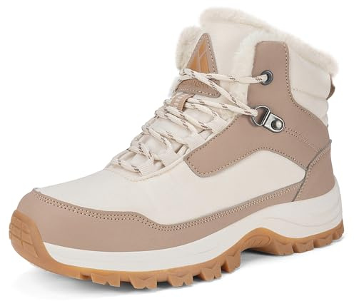 Mishansha Stivali Donna Invernali Scarpe da Escursionismo Antiscivolo Scarponi Trekking Beige 39 EU