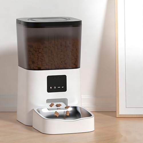 4L Automatic Pet Feeder- Large Easy-Press Buttons, Timed Feeding (Up to 4 Meals/Day), BPA-Free for Cats & Dogs