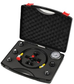 QUKFGCLGM Kit di riempimento e Prova di Pressione per accumulatore Idraulico con azoto, manometro da 25 MPa, Tubo Flessibile da 2 m, adattatori Multipli per Prove di Pressione e Manutenzione Accurate