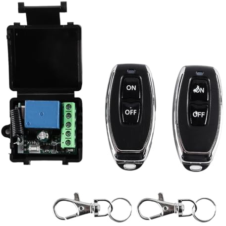 Fasizi Interruttore di controllo remoto wireless, ricevitore 10A 6V-12V, con 2 telecomandi, per porte da garage, pompe, tende, lampade