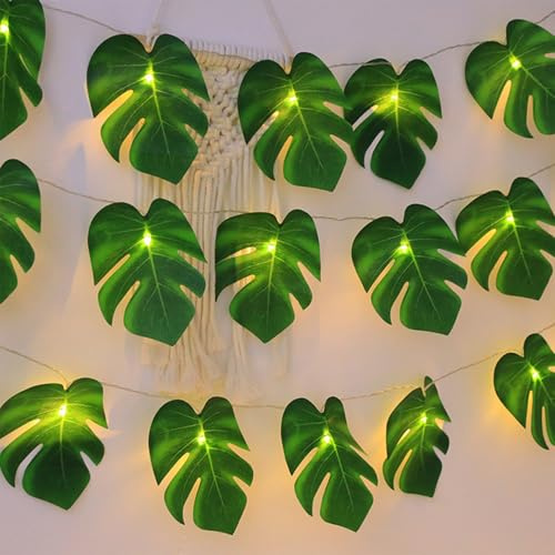 Koboko Monstera Leaf Fairy Lights with LED, Green, Tropical Decoration, Battery Operated