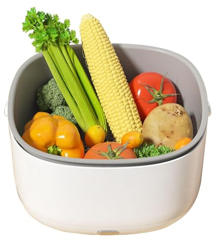 Purificateur de fruits et légumes – Panier de lavage à ultrasons, bol de vidange multifonctionnel | Purificateur de fruits de nettoyage, nettoyant pour éliminer la saleté des aliments, Design moderne,
