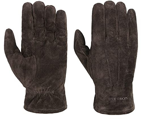Stetson Basic Pigskin Läderhandskar Herrar - fingerhandskar herrhandskar handskar med foder Vinter höst-vinter - 8 1/2 HS mörkbrun