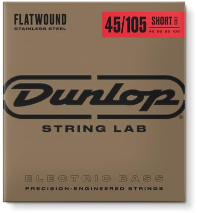 Dunlop rostfritt stål platt lindade bassträngar kort skala