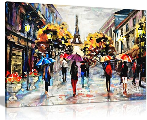 Panther Print Modernes Ölgemälde, „Buntes Paris“ auf Leinwand, Wandbild, Kunstdruck, A0 91x61cm (36x24in)