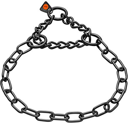 Sprenger Hundehalskette mit Durchzugskette 3mm I Edelstahl rostfreie Hundehalsband für kurz- und langhaar Hunderassen bis 55 kg, 45 cm schwarz