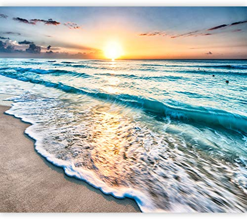murando - Vlies Fototapete Strand und Meer 350x256cm Foto Tapete Wohnzimmer Vliestapete XXL Motivtapeten Bildtapete 3d Effekt Wand Dekoration - Sonnenuntergang Landschaft Natur c-B-0552-a-a