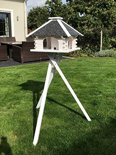Deko-Shop-Hannusch Vogelhaus, Vogelhäuschen, Futterhaus V 20 Stein Weiss, Vogelhausständer:mit Vogelhausständer, Solarbeleuchtung:ohne Solarbeleuchtung