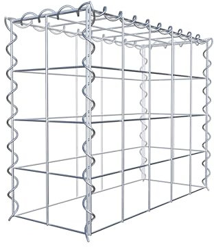 GABIONA Cesta de piedra de gavión rectangular, malla de 10 x 10 cm, profundidad de 20 cm, cesta de cultivo tipo 3, cierre de espiral, galvanizado (50 x 40 x 20 cm)