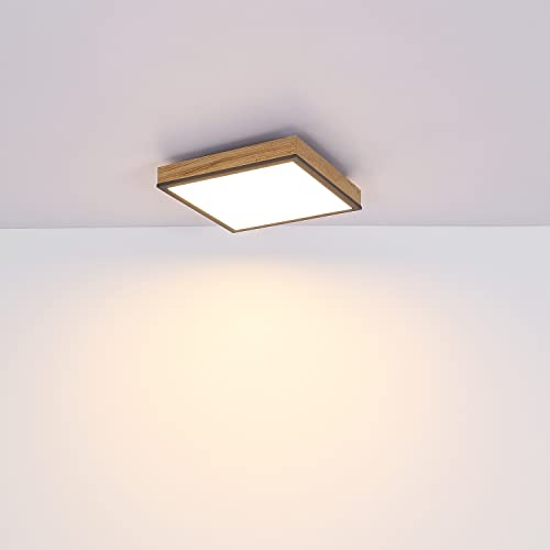 INNOVATE Lampara techo LED apariencia madera [30x30cm - 750 Lumenes - 3000K blanco calido - 12W] Plafon LED techo Luz para cocina, baño, dormitorio, WC I Aplique baño Foco Plafón (30x30)