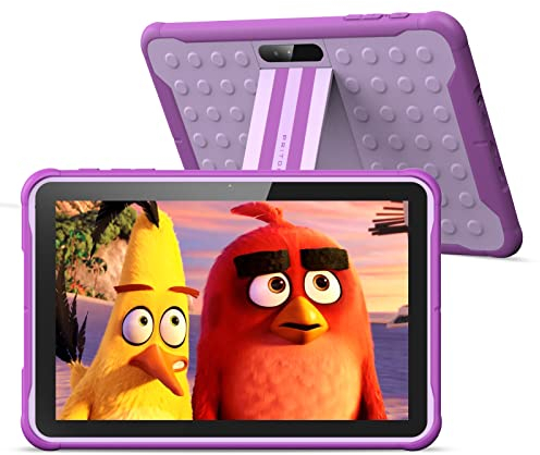 PRITOM 10 Inch Android 10.3G Phone Tablet, Child Lock, WiFi, 6000 mAh, Quad Core Processor, 2GB RAM, 32GB ROM, HD IPS Screen, for Children with Case (Purple)