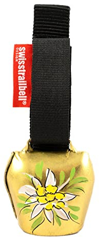 swisstrailbell® Edition Messing-Gold mit Alpen Edelweiß, Trailbell, Bear Bell