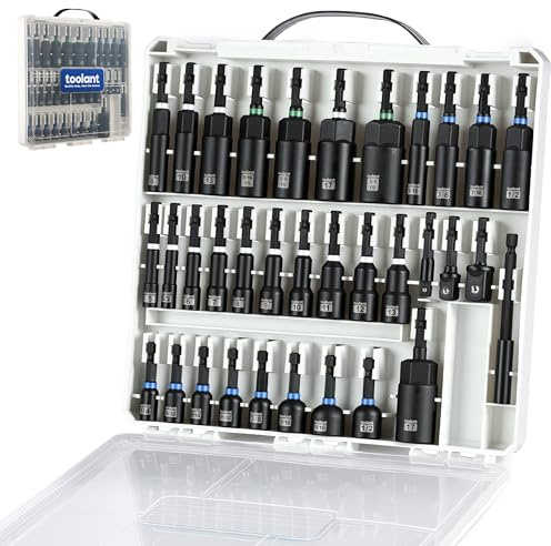 toolant 34 Piece Magnetic Nut Driver Set, Impact Driver Bit Set, Deep Nut Driver, Impact Socket Adapters, Wing Nut Driver, Tough Gift Case