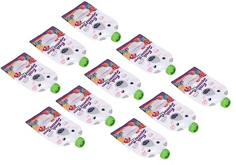 10 Stück Babynahrungsbeutel, 200 Ml, Nachfüllbar, Tragbar, Wiederverwendbar, Quetsch-Babynahrungs-Aufbewahrungsbeutel für Fruchtpüree