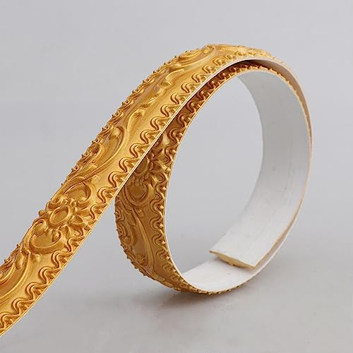 Guest Ruyunlai Tapetenbordüre selbstklebend Vinyl Sockelleiste Dekorative Bordüre Selbstklebende Home Bordüre Küche Tapetenbordüre selbstklebend für Badezimmer Wohnzimmer 9-Gold 3.6 x 500 cm