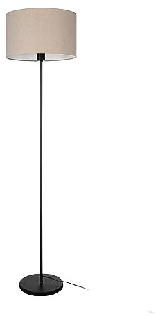 Eglo Golvlampa, Feniglia, hörngolvlampa, golvlampa av metall i svart med lampskärm av linne i naturfärger, lampa vardagsrum med E27-fattning, 151 cm
