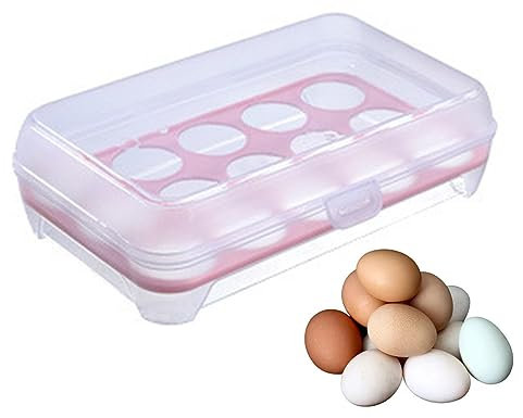 Povanjer Conservazione del portauovo - Dispenser per portauova da 15 Griglie per Frigorifero - Dispenser portauova a Tenuta stagna per Frigorifero da Cucina