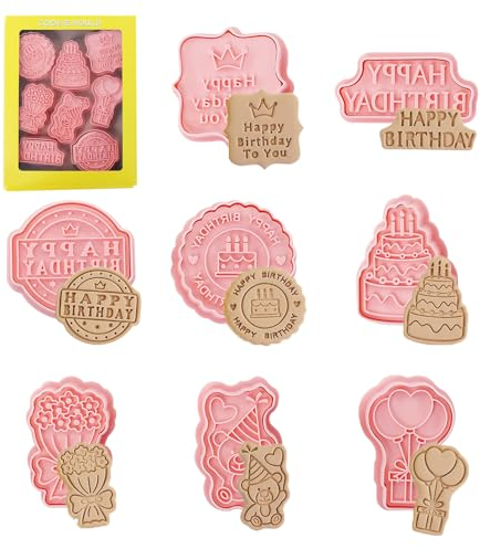 8 Stück Plätzchenform Happy Birthday Keks, Geburtstag Plätzchen Ausstecher, 3D Ausstechformen Formen