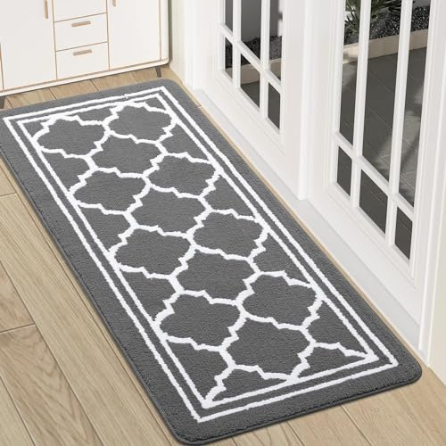 Homaxy Soft Absorbent Door Mat, Dirt Trapper Doormats, 50X120cm, Grey