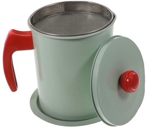 Mikinona Oil Filter Pot Grease Container Strainer Fine Mesh for Kitchen Cooking Oil Storage Jug Meat Strainer for Deep Fryer