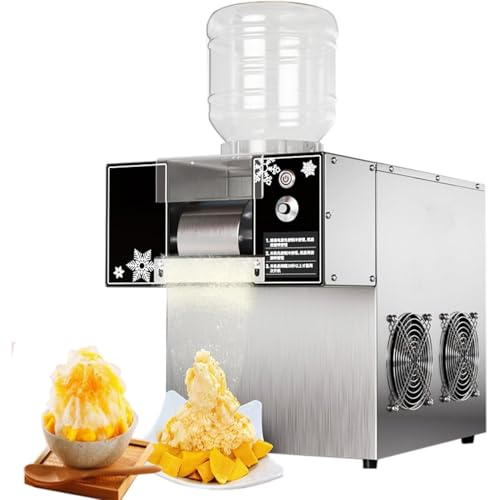 RayGenius 60KG/24H Máquina de Hielo de Copo de Nieve Coreana refrigerada por Aire Máquina de Hielo de Copo de Nieve pequeña refrigerada Continua Bingsu Shaver Smoothie Crusher 220V,Mechanical-180KG