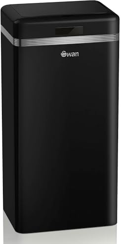 Swan Cestino per rifiuti da cucina automatico, sensore di movimento, 45 litri, in metallo, cestino intelligente per il riciclaggio di grande capacità, design vintage, nero