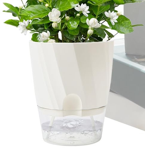 Automatischer Bewässerungstopf, Selbstbewässernder Blumentopf - Indoor Dekorativer Topf zum Gießen, kleine tiefe Reserve, Orchideen, Gänseblümchen, Aloe, Behälter für Rebo