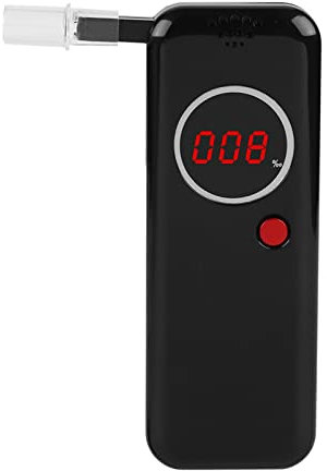 Alcoholímetro, Alcoholímetros para Alcohol LCD Rojo Mini Retroiluminación Digital Alcoholímetro de Alcohol Detector de Aliento de Alcohol de Policía Profesional con 6 Boquillas