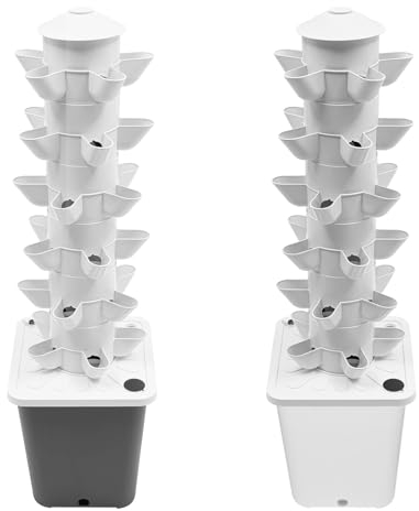 VonVVer Hydroponic Growing System 30 baccelli – Torre idroponica verticale con serbatoio dell'acqua da 10 l, sistema di coltivazione aeroponica, kit di coltivazione per erbe, frutta e verdura (bianco)