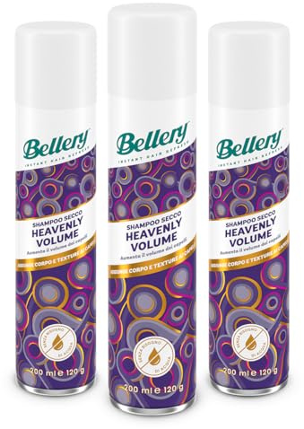 Bellery Heavenly Volume Dry Shampoo - Shampoo Secco Spray per Tutti i Tipi di Capelli – Dona Volume e Morbidezza ai Capelli - 3 Shampoo Spray da 200ml