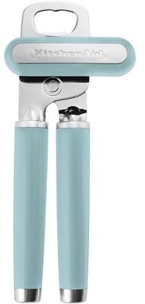 KitchenAid Abrelatas clásico con rueda de corte de acero inoxidable y abridor de botellas integrado, asas ergonómicas para mayor comodidad y control