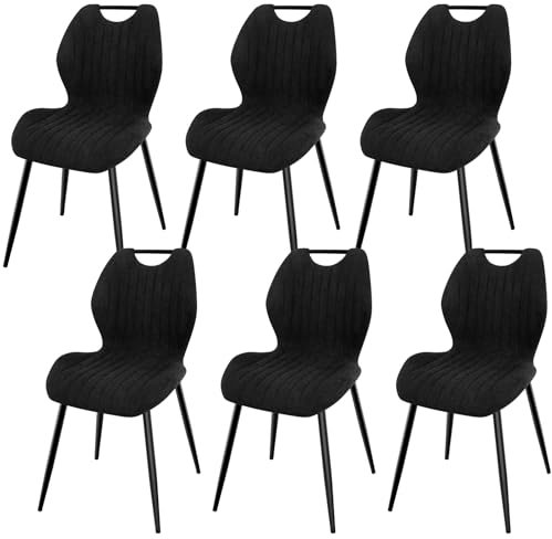 LEWE Esszimmerstühle 6er Set, Küchenstühle Wohnzimmerstuhl Polsterstuhl mit Metallbeine,Stuhl mit Stoff-Rückenlehne, Stühle für Esszimmer Wohnzimmer Küche