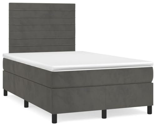 qohoio Boxspringbett mit Matratze & LED Bett Mit Bettkasten Bett Boxspringbett Betten Boxspringbett Mit Matratze Dunkelgrau 120x190 cm Samt - 3270318