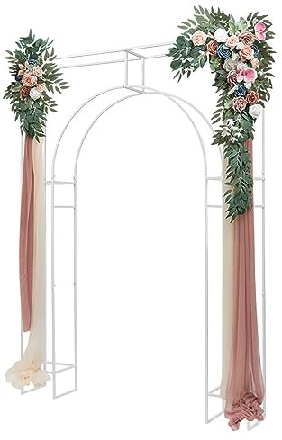 Hochzeitsbogen 2.4M Metallrahmen Dekoration Hochzeit Hintergrundkulisse Weiß Freistehend Bogenrahmen Hintergrundständer Deko für Party Garten Events