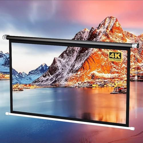 Portable Projection Screen Manual Drop Down Projection Screen Roll Up Movie Screen Home Theater Office Screen(4:03)