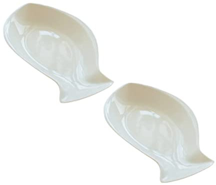 TOPBATHY 2pcs Fish Shape Ceramic Plate Microwaveable Snack Plate Chinese Style Dessert Dish Easy to Clean and Store