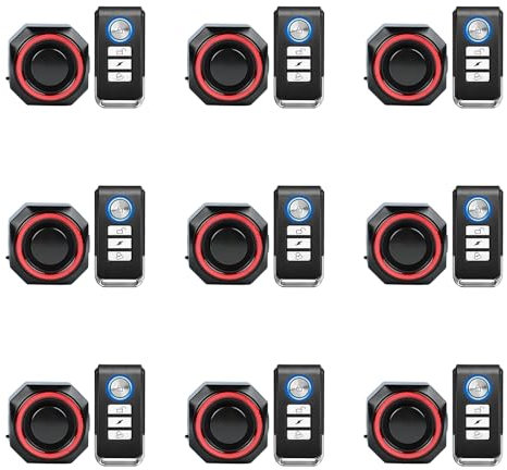 NineLeaf Bike Alarms for Ebikes,Bike Alarm with Remote,Motorcycle Alarm System,IP65 Waterproof,113db super loud,USB Charging, Suitable for Bicycles,Motorcycles,Electric Bikes,Electric Scooters,9PK